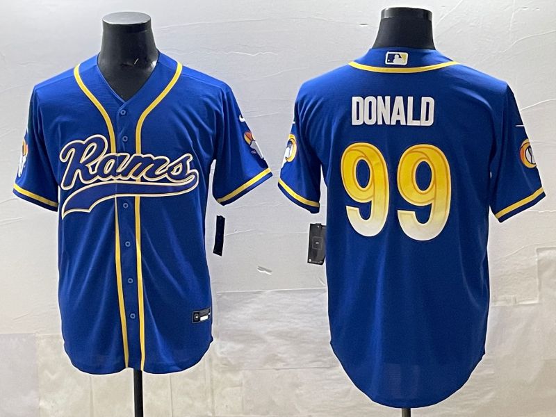 Men 2025 Los Angeles Rams 99 Donald Blue Second generation joint name Nike Limited NFL Jersey style 01